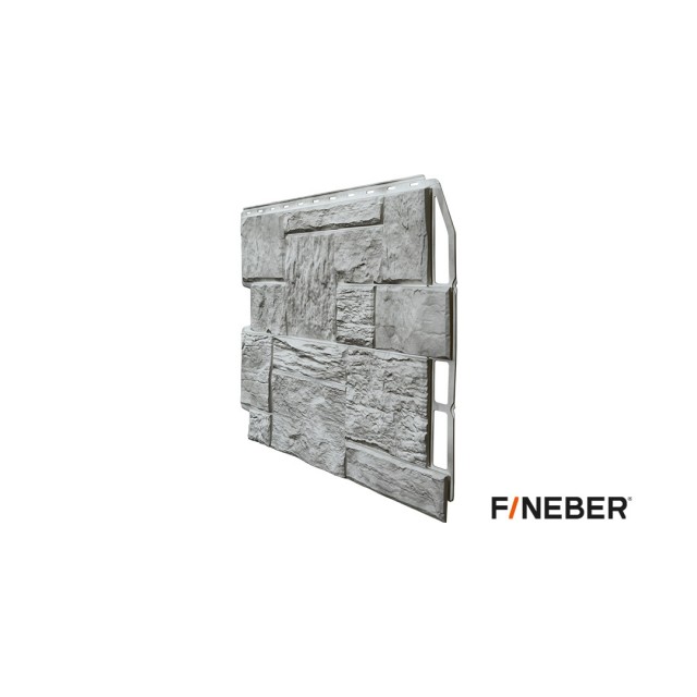 Фасадная панель ПВХ FineBer (Файнбир) Дачный Туф 3D-Facture Светло-серый